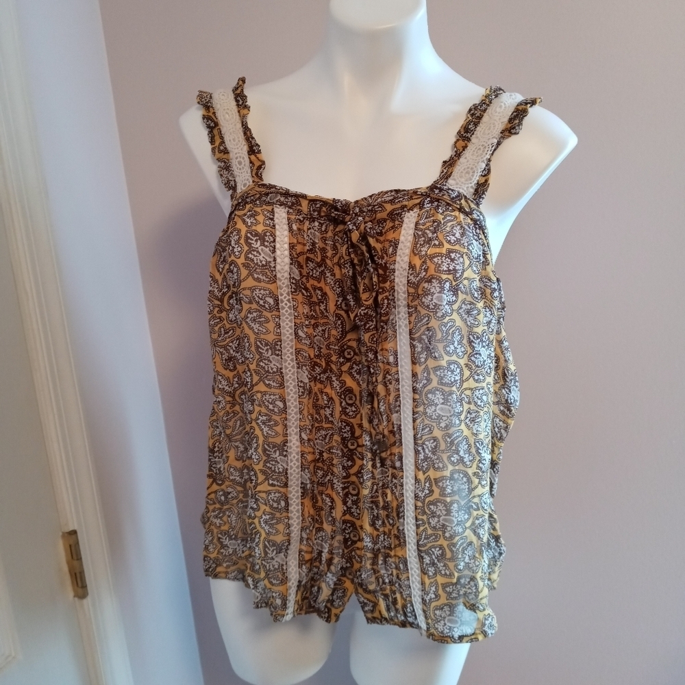 Anthropologie gently worn semi sheer yellow tank